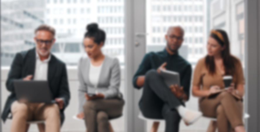 Group of professionals seated during a digital talent recruitment session